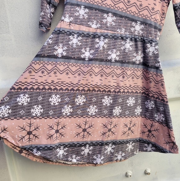 ❤️🩷❤️ Just One Girls snow flake pattern print winter dress large 6x - Picture 4 of 5